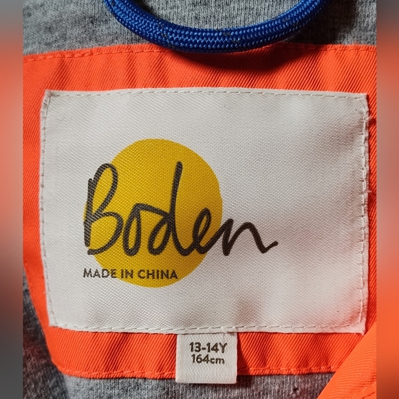Boden Youth Orange Waterproof Anorak Hooded Rain Jacket | Size 13-14 - Picture 3 of 5